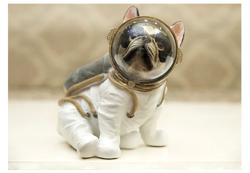 高档创意nasa汪星球法国斗牛犬宇航员办公室桌面摆件客厅树脂狗狗