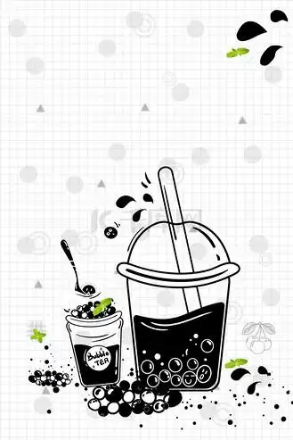 黑白奶茶线描奶茶