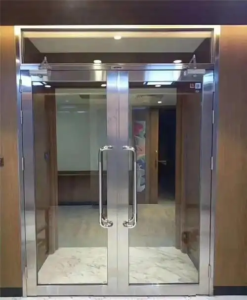 钢质乙级防火玻璃门生产商 钢质地弹簧黑钛玻璃防火门价格_商城_四川