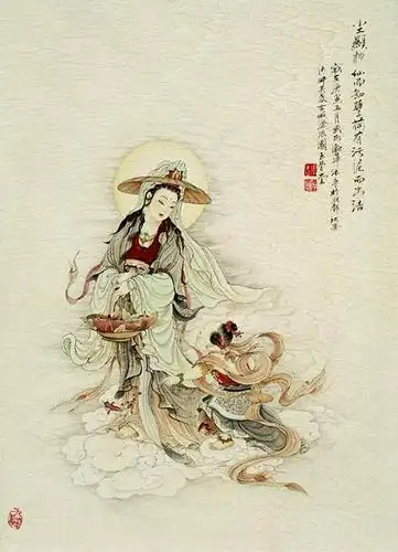 观音化身提篮少女,引领大家背诵佛经,后人为此设立了观桥镇