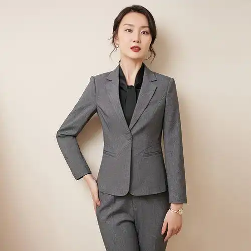 春装新款职业女韩版气质通勤百搭一粒扣修身西服套装销售工作服