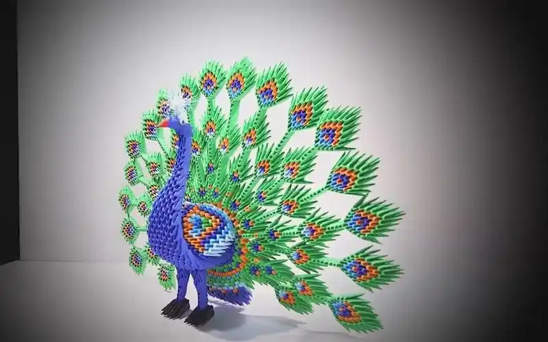 三角插 立体折纸 漂亮的大孔雀