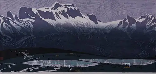 李忠翔 《雪山梦》 版画 55cm×115cm   1986年