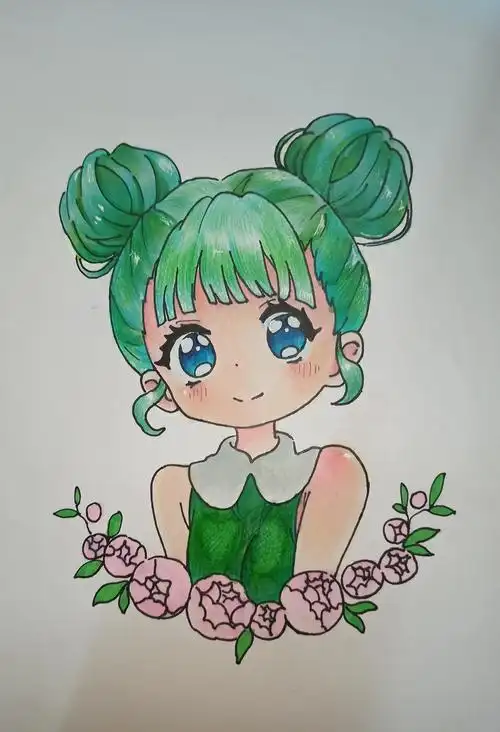 丸子头短发女孩