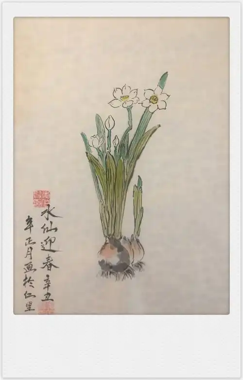 水墨水仙花