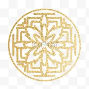 金色水彩圆形传统韩国饰品花纹