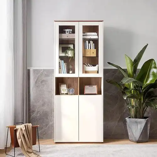 林氏木业现代简约书柜书房书柜两门书柜陈列柜书橱储物柜cp1x-e