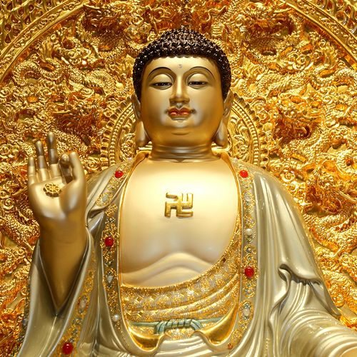 台湾铜雕释迦牟尼佛像供奉家用贴金金文殊普菩萨摆件