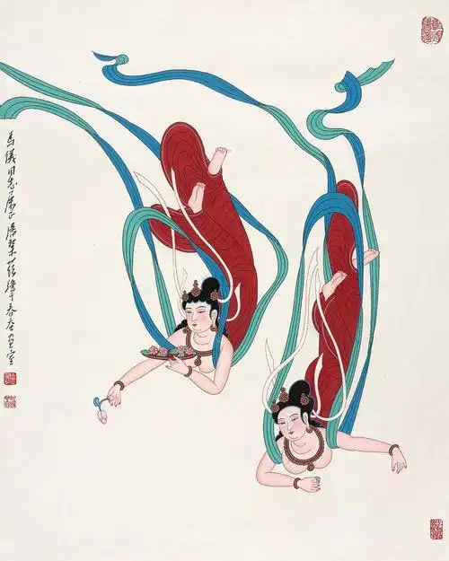 0367 飞天仕女 立轴 设色纸本