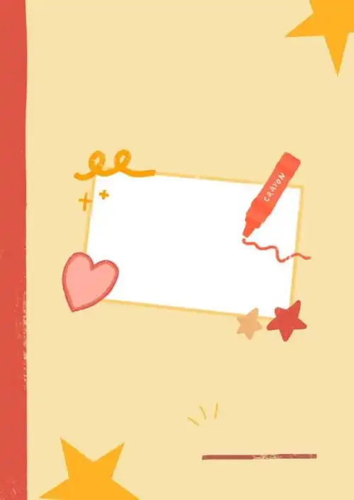 带有星星和蜡笔图案作文日记封面a4模板