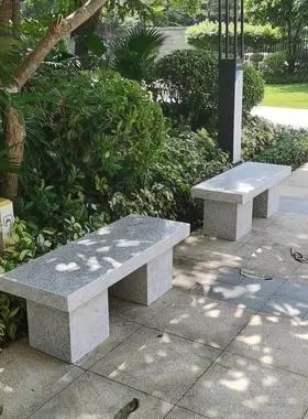石凳子庭院户外长条花岗岩石椅石桌石凳靠背椅石条凳公园小区花园