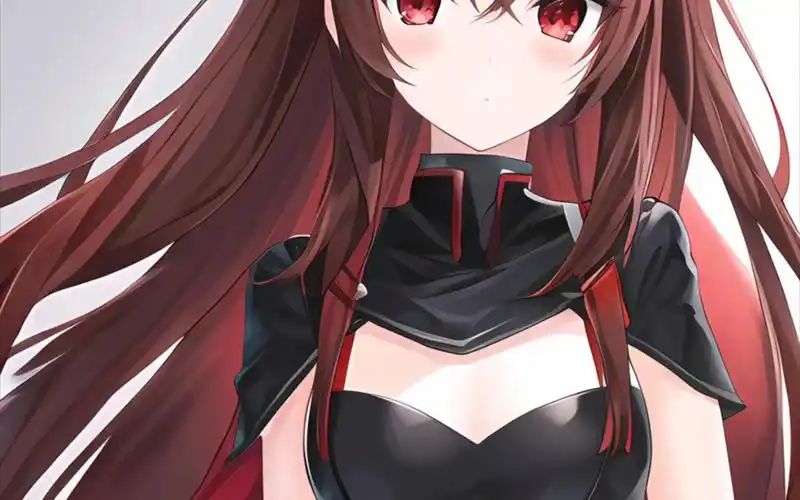 黑发红瞳的美少女啊