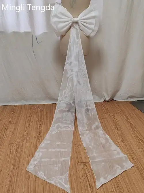 欧根纱长拖尾大蝴蝶结飘逸婚纱礼服配饰服装夸张diy造型拍照-阿里巴巴
