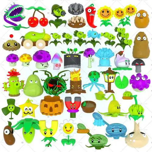 植物大战僵尸1植物大全豌豆射手倭瓜窝瓜树干树叶花太阳南瓜大蒜蒜头