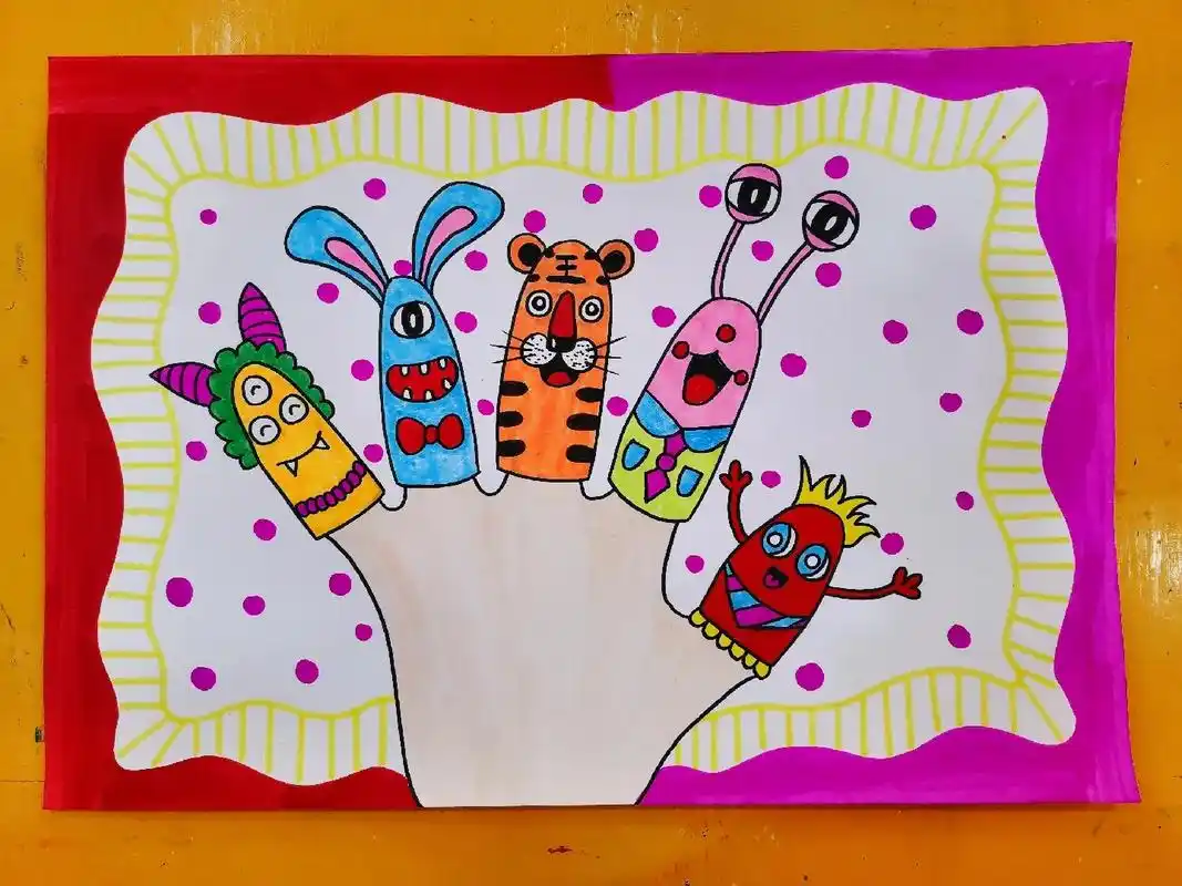 创意美术 #手指怪兽 这幅画让小朋友#认识手指名称 ,打开 - 抖音