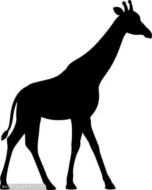 剪影长颈鹿扁平孤立白色