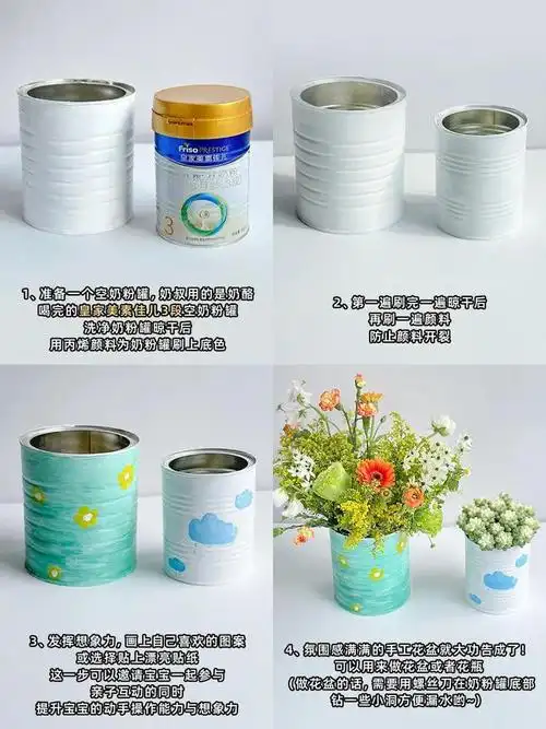 的生命周期diy成好看又实用的花盆或者花瓶快把家里废弃奶粉罐用起来!