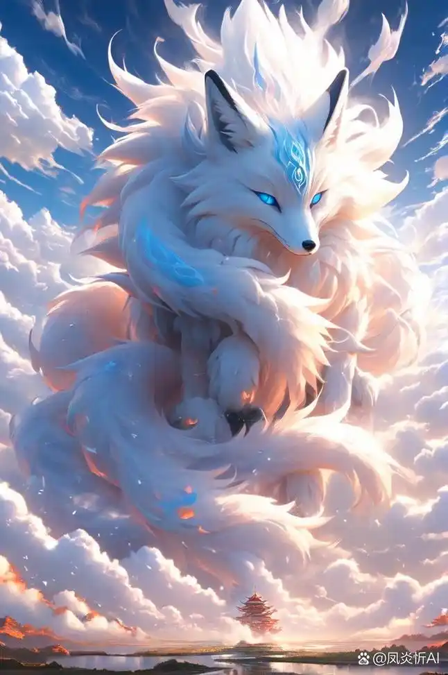 ai绘画之上古瑞兽九尾天狐!