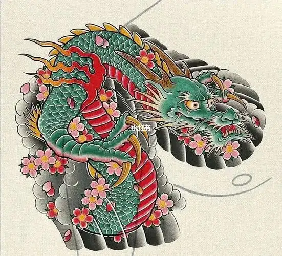 半甲纹身手稿分享|半甲纹身|花臂龙|日式龙