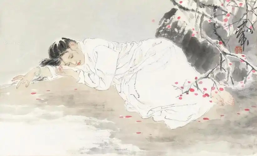 1144睡美人镜框设色纸本