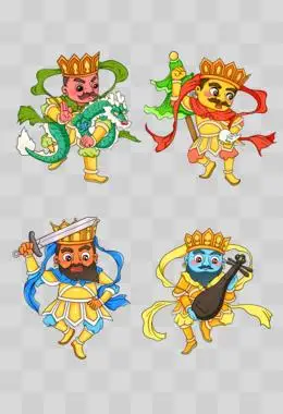 一组卡通四大天王合集素材