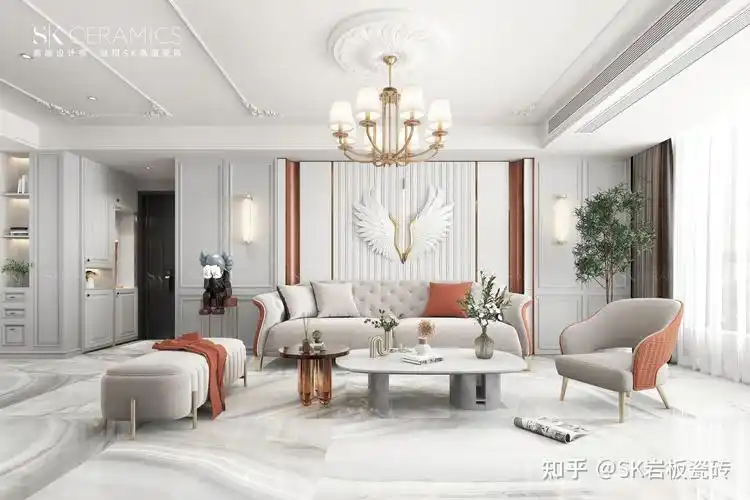 白色系家装简欧轻奢风客厅纯净白奶油番茄褐哪位女孩子能拒绝这样一个