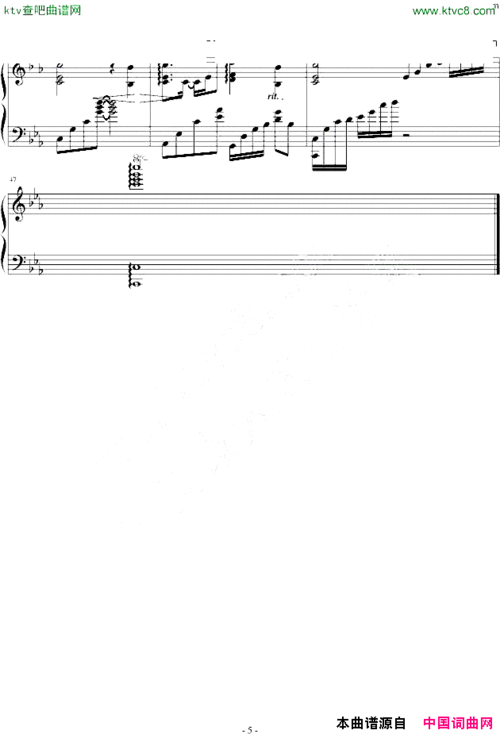 《再见亦是泪》谭咏麟演唱 ,原创钢琴曲谱,器乐,国语歌曲谱 - 钢琴