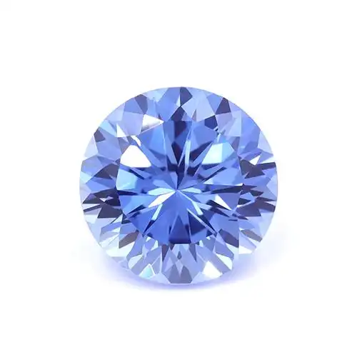 天然矢车蓝宝石圆形培育蓝宝戒指戒面蓝色尖底圆其他