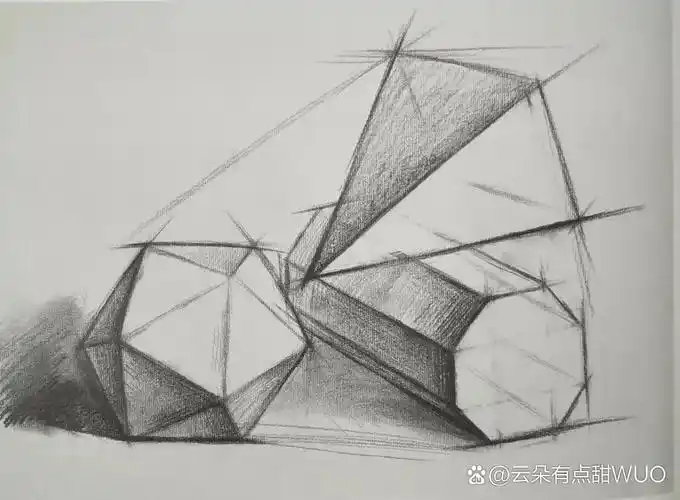 素描基础:三个石膏几何体组合的画法