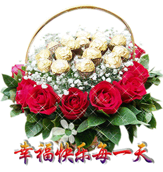 鲜花 花篮 幸福快乐每一天 闪烁