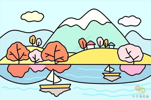 简单又好看的山水简笔画