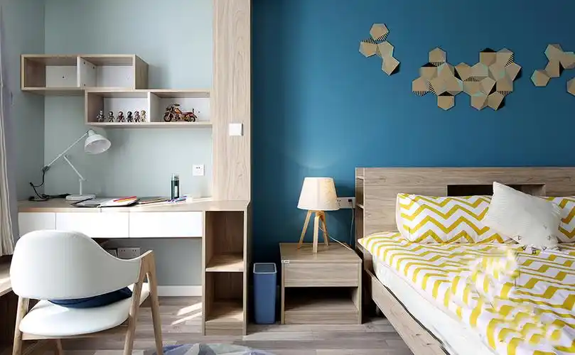 卧室床头一侧放书柜好不好不要床头柜用书柜架代替效果图