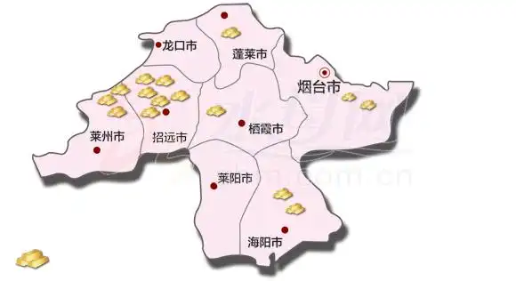 烟台新发现金矿分布图