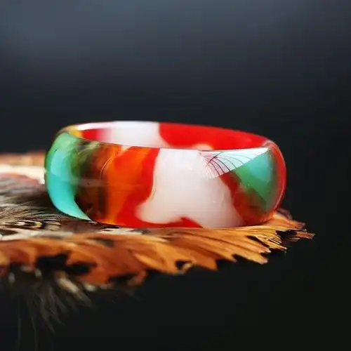 七彩玛瑙加宽加厚玉手镯