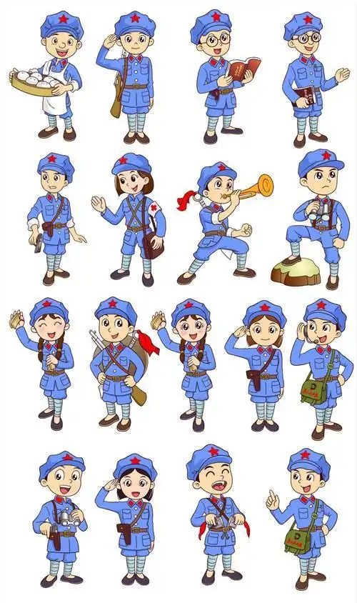 八路军的全身简笔画