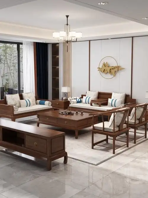 新中式客厅家具实木罗汉床沙发组合