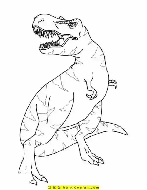 12张喷发的火山咆哮的霸王龙卡通涂色图片-红豆饭小学生简笔画大全