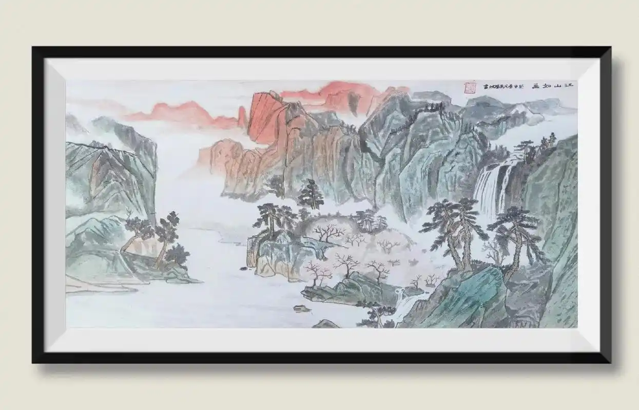 山水画 我昨晚初步完成写意浅绛山水国画 - 抖音