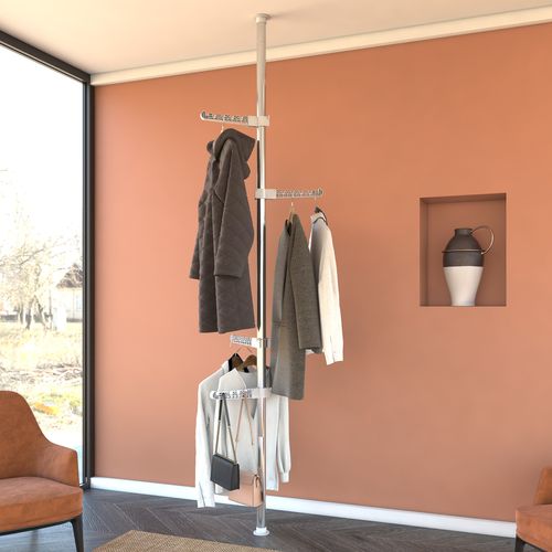 顶天立地晾衣架杆落地卧室简易家用挂衣架伸缩杆衣帽架挂包置物架