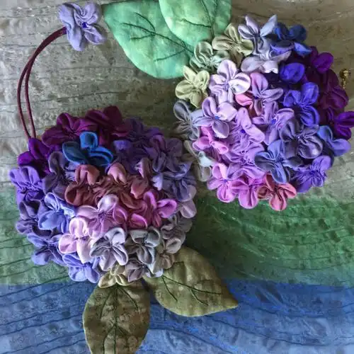 拼布作品紫阳花小包
