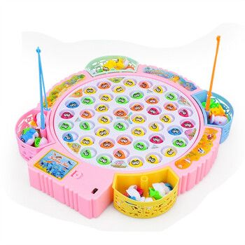 儿童钓鱼玩具捞鱼玩具电动旋转套装宝宝早教36岁音乐亲子互动充电款45