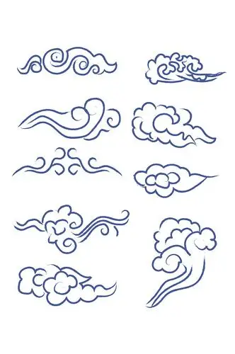 手绘简约祥云图案