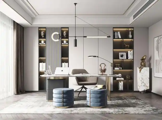 现代极简风格网红爆款书柜效果图