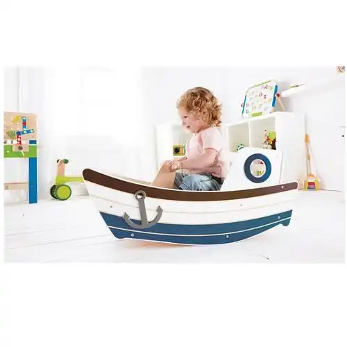 德国hape木质摇摇船趣味亲子玩具e0102