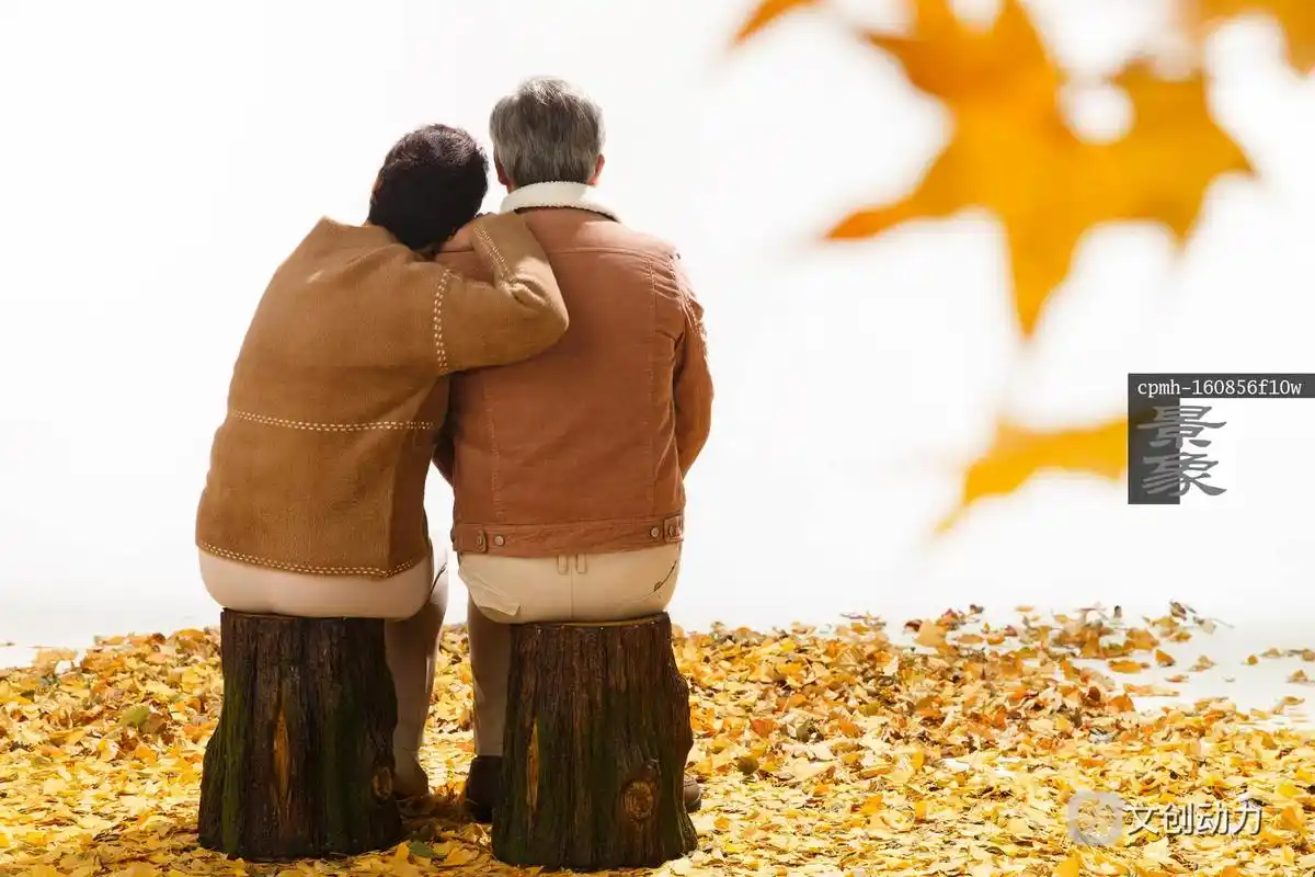 幸福的老年夫妇,老年夫妇,老年人,秋天,浪漫,休闲,户外