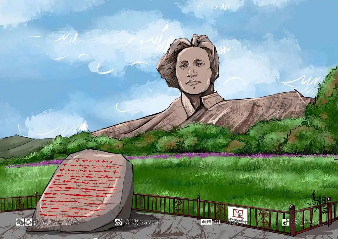 手绘湖南61长沙橘子洲                    橘子洲,位于湖南省长沙