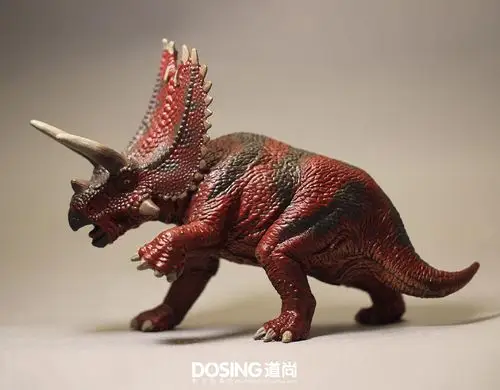正版散货大号仿真动物红色三角龙食草恐龙实心模型摆件玩具