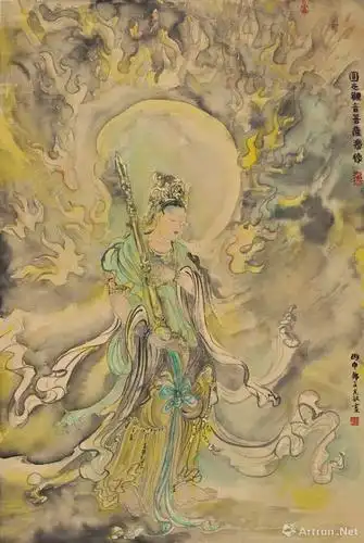 圆光观音菩萨_纸画_郭文光作品展_郭文光在线作品_郭文光官方网站-雅