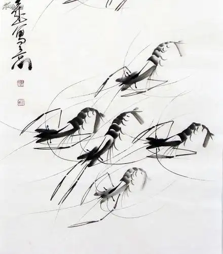 王成国画虾 构图高雅 栩栩如生 人见人爱《得水入龙潭》◆◆9648