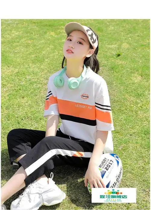 vhuisa 适合1-15岁小孩子小女孩夏天穿的【棉】2022休闲运动套装女